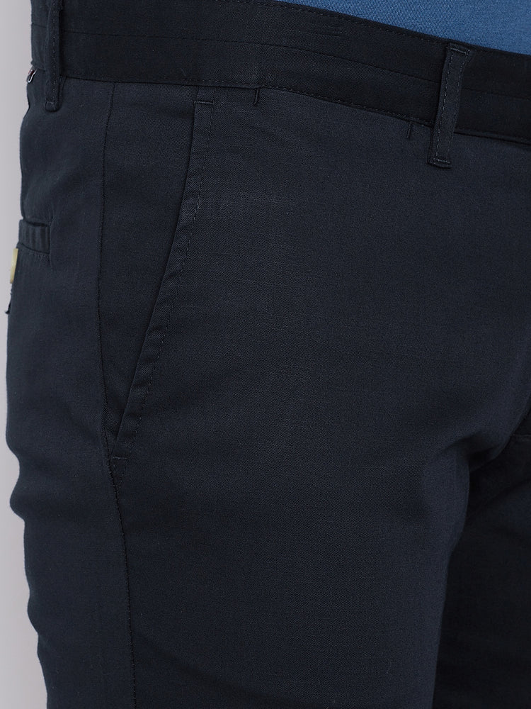 JUMP USA Men Navy Blue Regular Fit Solid Trousers - JUMP USA
