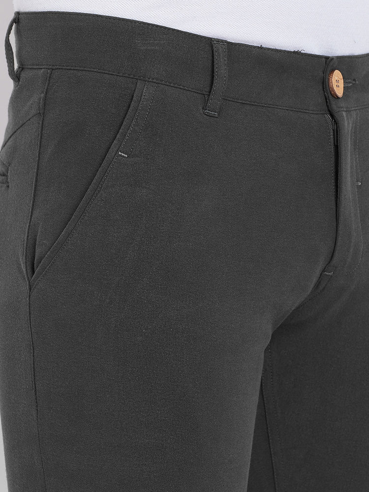 JUMP USA Men Charcoal Casual Slim Fit Solid Chinos - JUMP USA