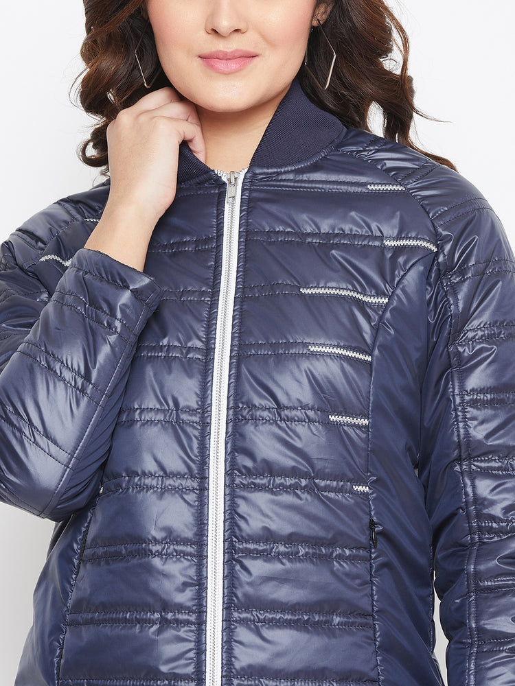 JUMP USA Women Blue Solid Padded Jacket - JUMP USA