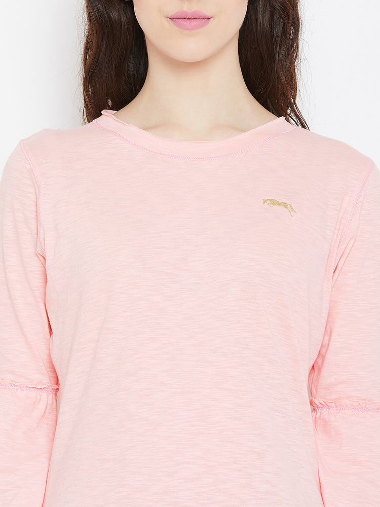 Women Pink Solid Casual Tops - JUMP USA