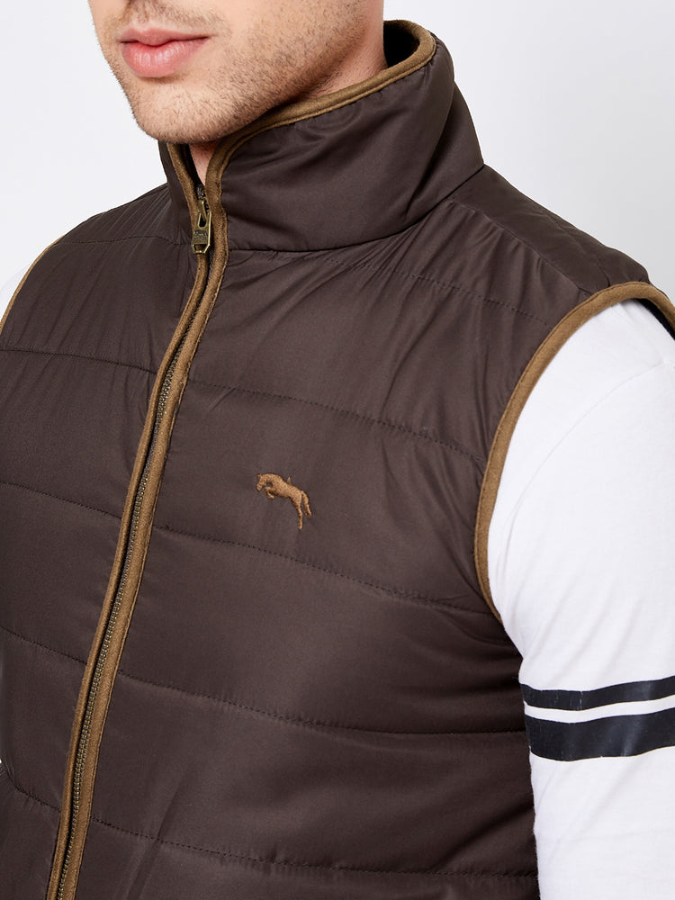 JUMP USA Men Coffee Brown Sleeveless Padded Jacket - JUMP USA