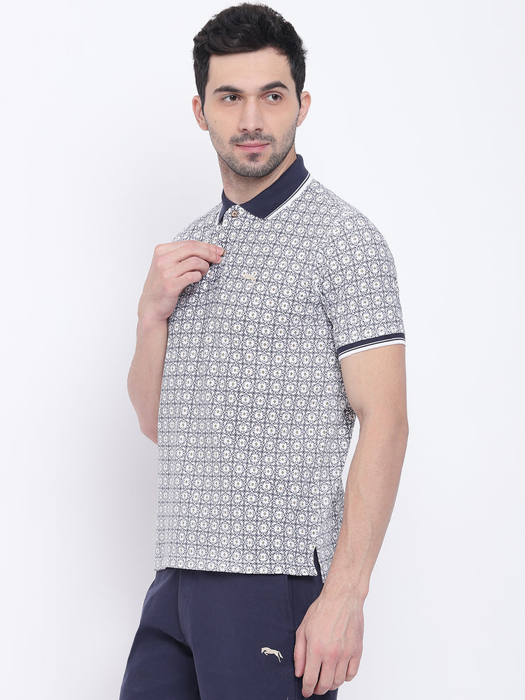 Men Casual Solid White Polo Collar T-Shirt - JUMP USA