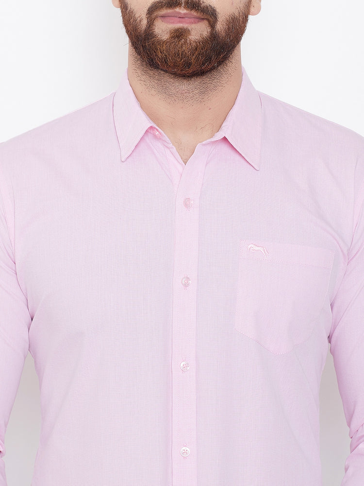 JUMP USA Men Pink Solid Regular Fit Casual Shirts - JUMP USA