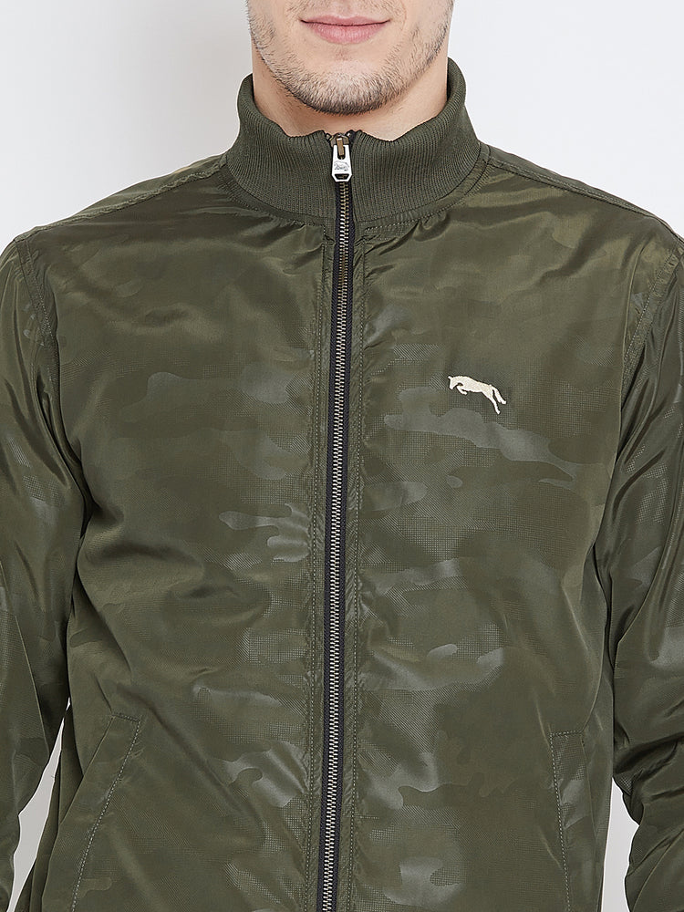 Men Casual Olive Bomber Jacket - JUMP USA