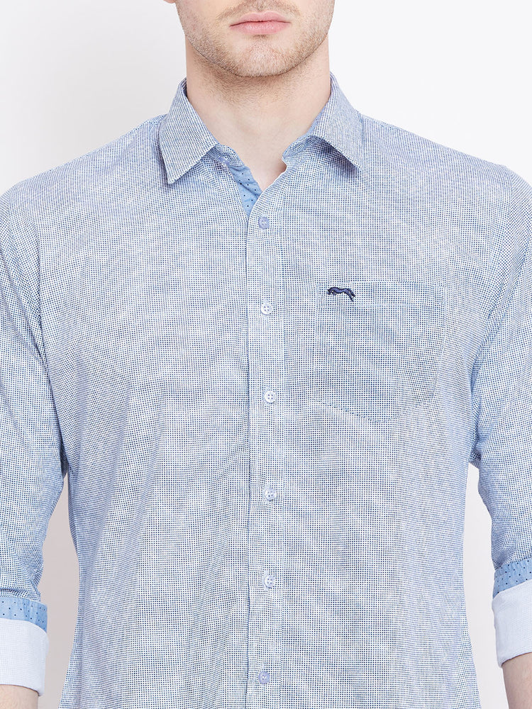 Men White Printed Casual Slim Fit Shirts - JUMP USA