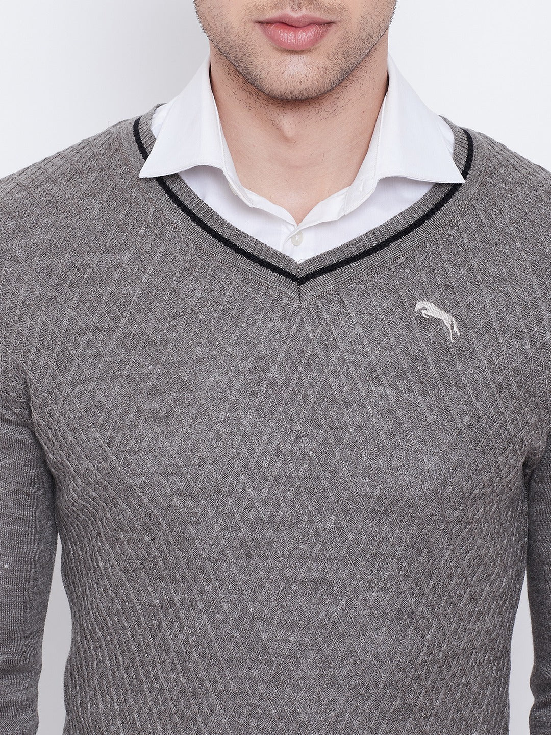 JUMP USA Men Beige Self Design Sweater - JUMP USA
