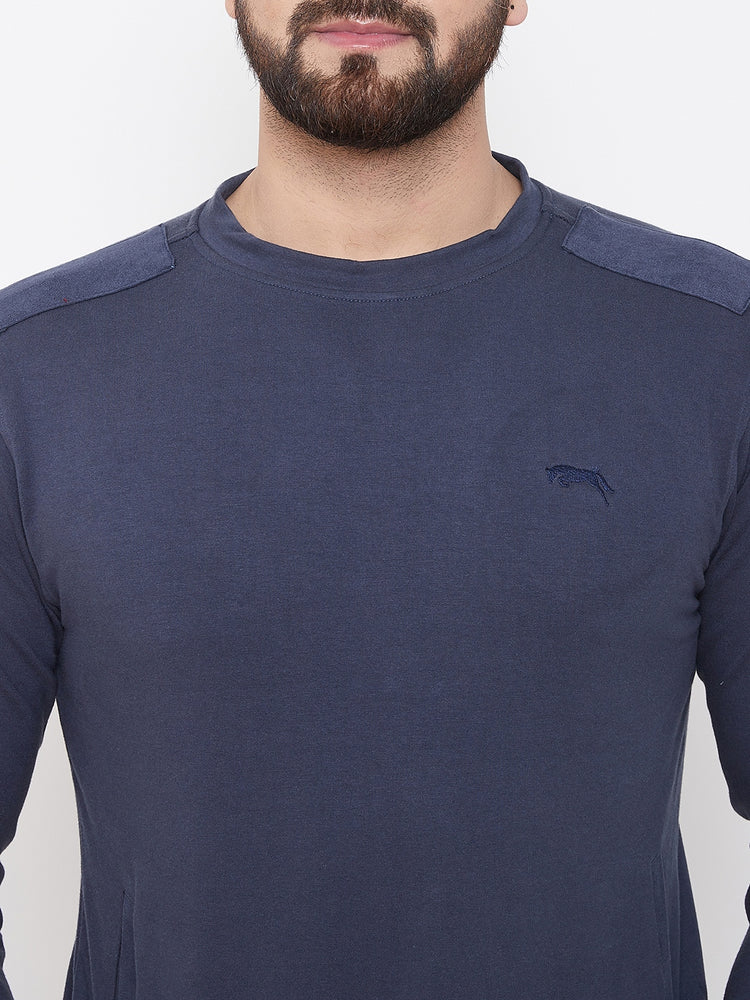 JUMP USA Men Navy Blue Solid Sweatshirt - JUMP USA