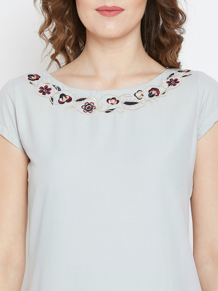 JUMP USA Women Grey Embroidered Sheath Dress - JUMP USA