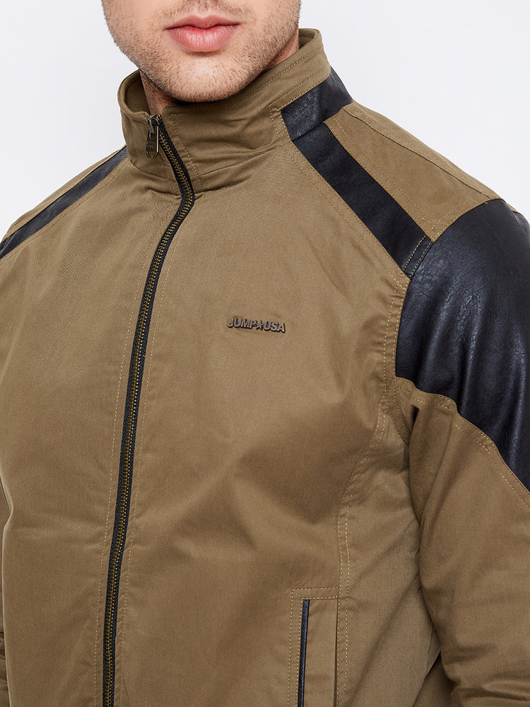 JUMP USA Men Brown Solid Casual Bomber Jacket - JUMP USA
