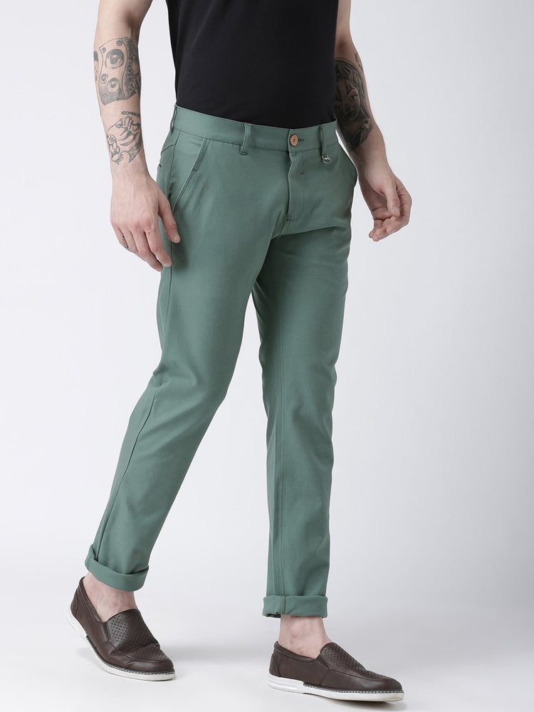 Men Grey Slim Fit Solid Chinos - JUMP USA
