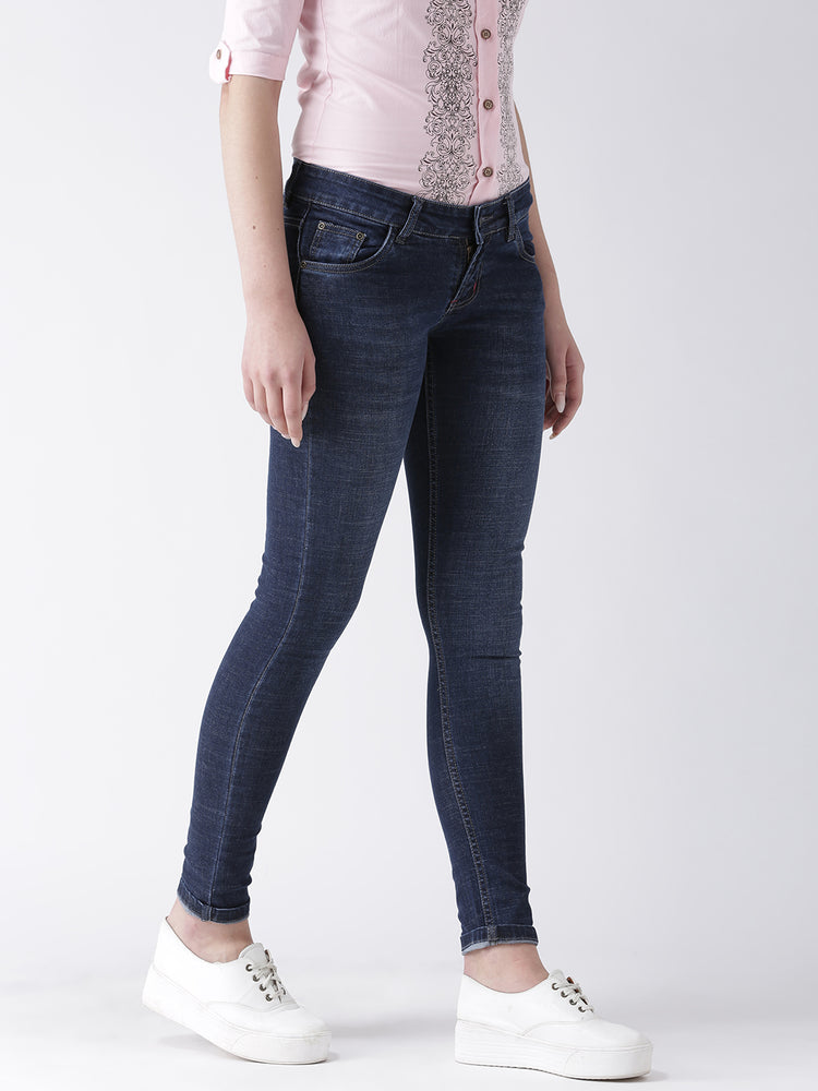 Women Blue Skinny Fit Mid-Rise Clean Look Jeans - JUMP USA