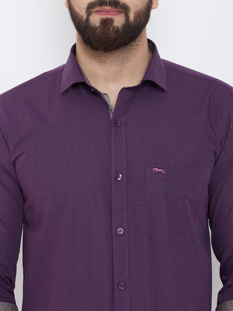 JUMP USA Men Purple Slim Fit Shirts - JUMP USA