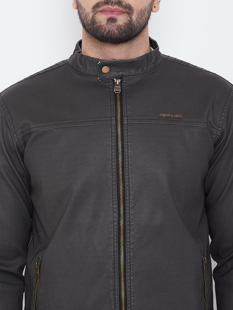 JUMP USA Men Black Casual Leather Jacket - JUMP USA