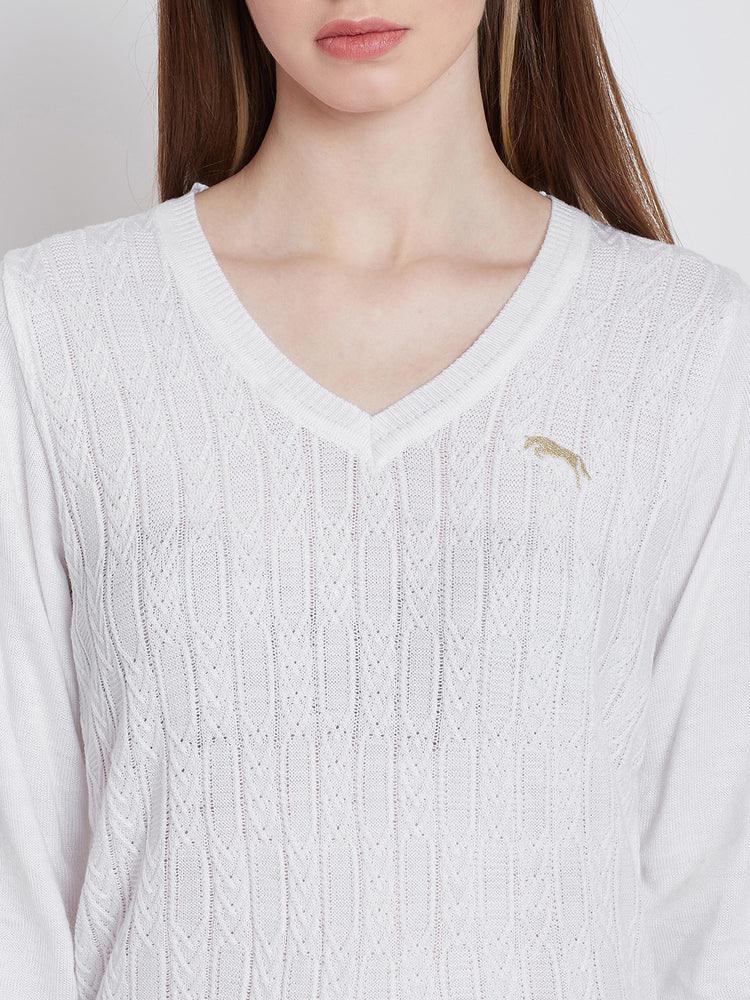 Women White Casual Sweaters - JUMP USA