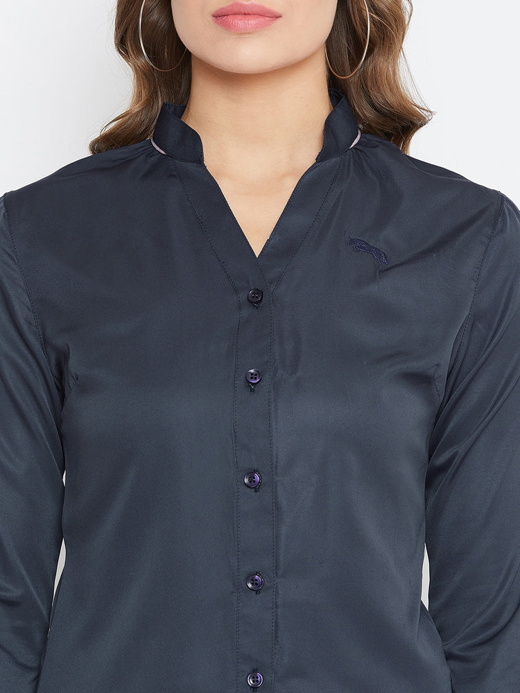 JUMP USA Women Navy Blue Solid Casual Shirts - JUMP USA