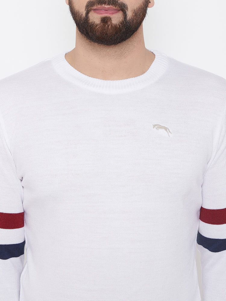 JUMP USA Men White Solid Sweater - JUMP USA