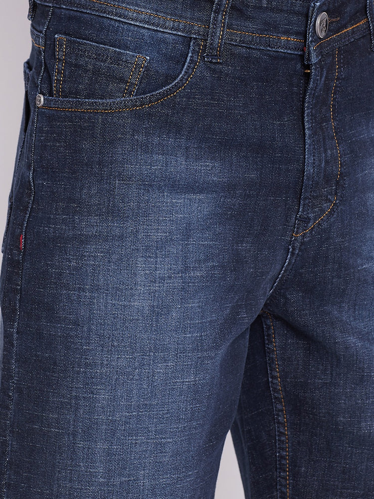 JUMP USA Men Blue Washed Solid Regular Fit Denim Shorts - JUMP USA
