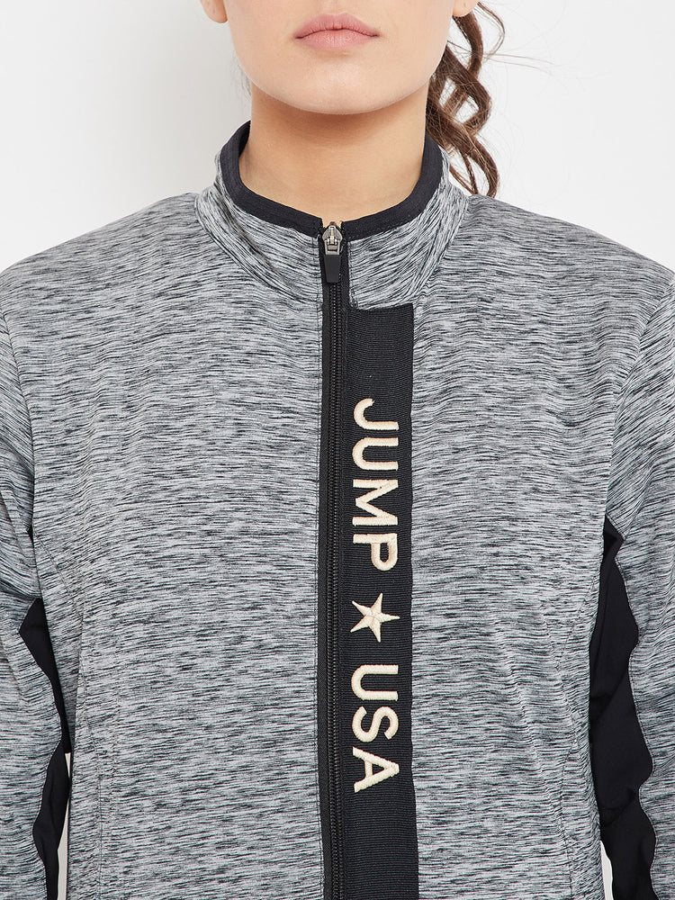 Women Sports Black Sporty Jacket - JUMP USA