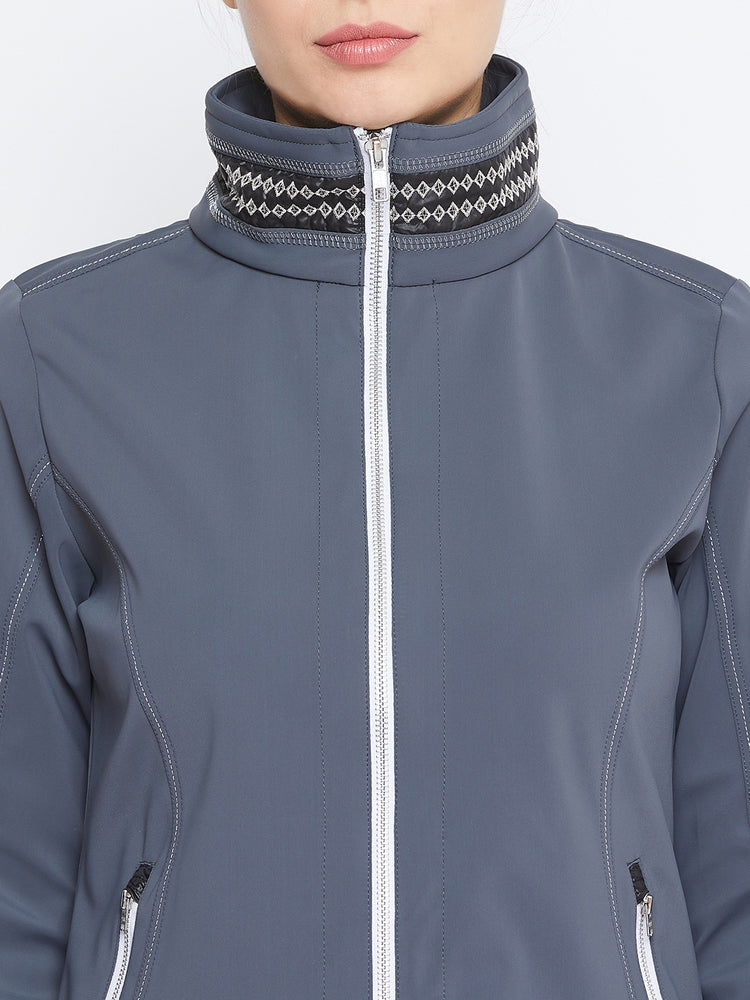 JUMP USA Women Grey Solid Sporty Jacket - JUMP USA
