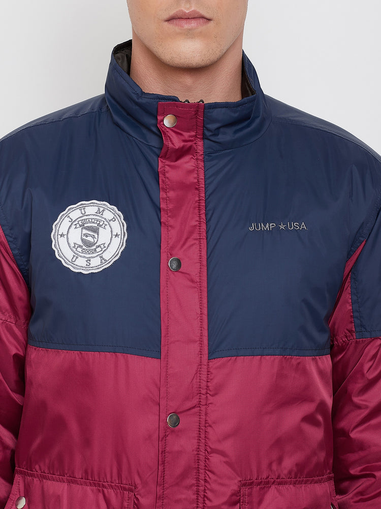 JUMP USA Men Navy Blue Colourblocked Casual Open Front Jacket - JUMP USA