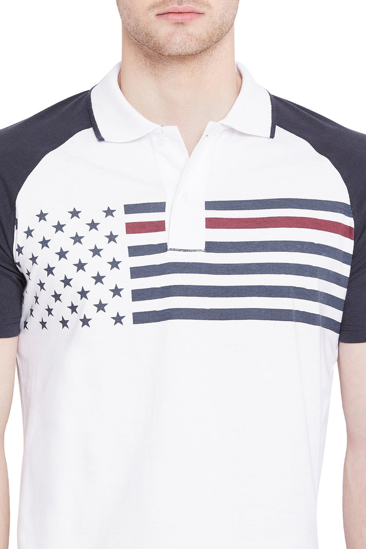Men White Solid Casual Polo T-shirts - JUMP USA