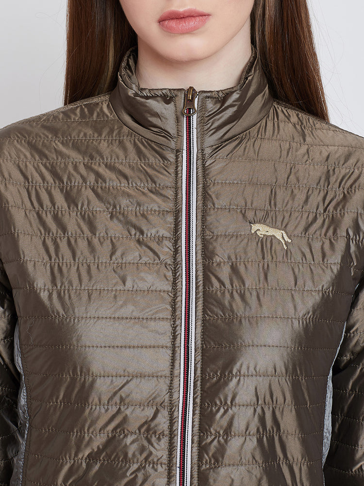 Women Casual Copper Quilted Jacket - JUMP USA