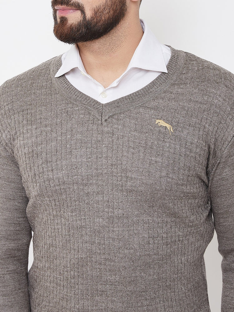 JUMP USA Men Beige Self Design Sweater - JUMP USA