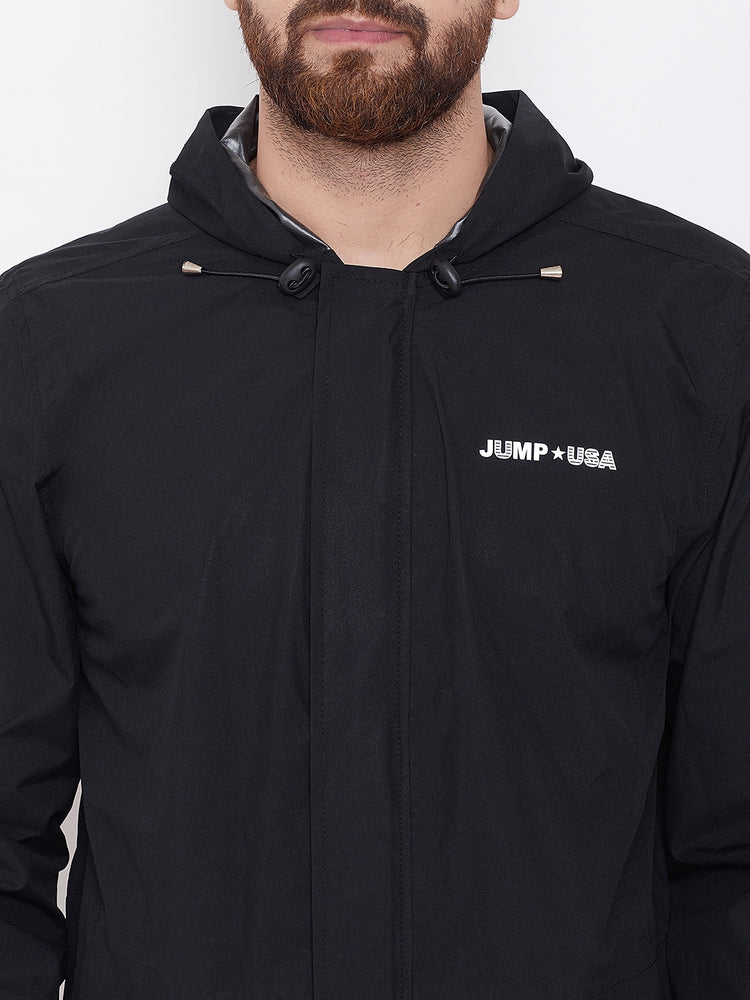 JUMP USA Men Black Hooded Rain Jacket - JUMP USA
