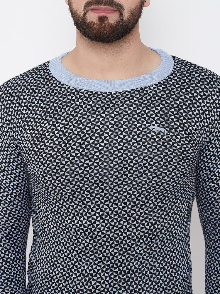 JUMP USA Men Blue Self Design Sweater - JUMP USA