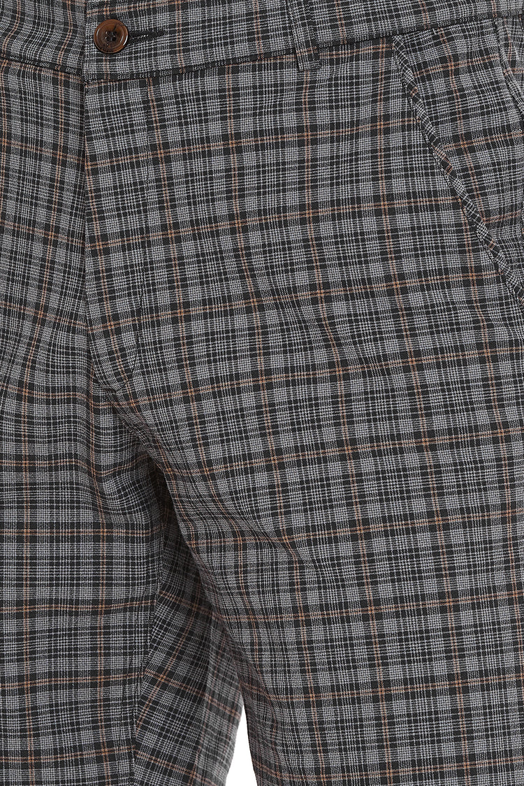 Men Grey Checked Casual Shorts - JUMP USA