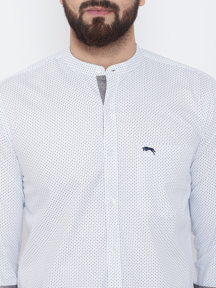 JUMP USA Men White Printed Cotton Casual Shirts - JUMP USA
