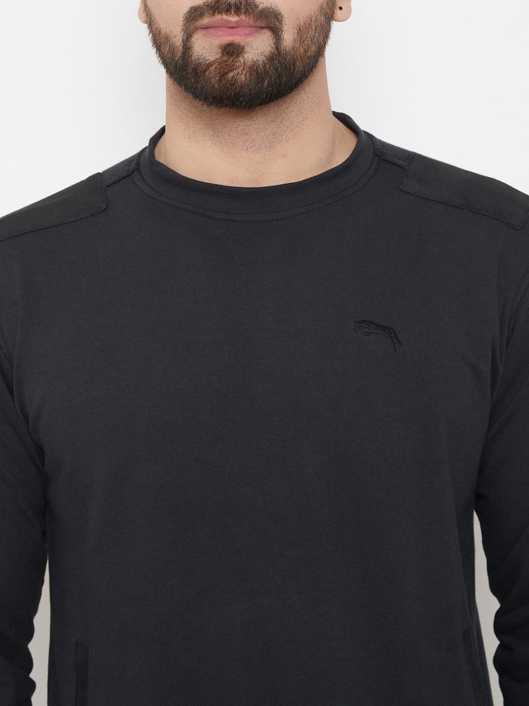 JUMP USA Men Black Solid Pullover Sweatshirt - JUMP USA