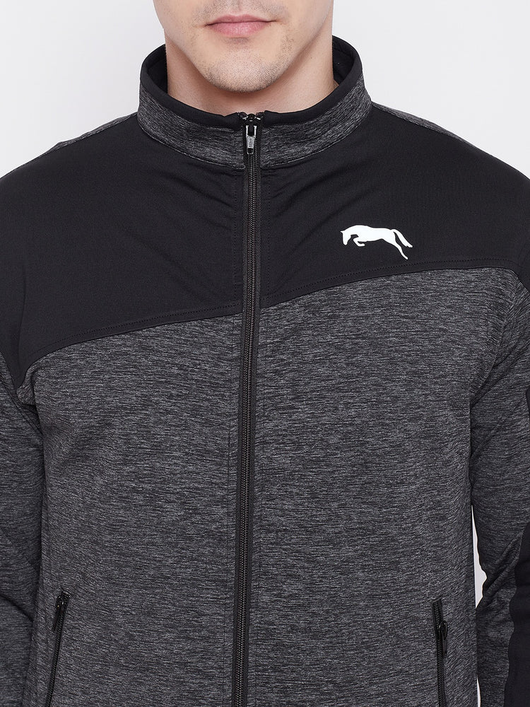 JUMP USA Men Grey & Black Design Active Wear Sporty Jacket - JUMP USA