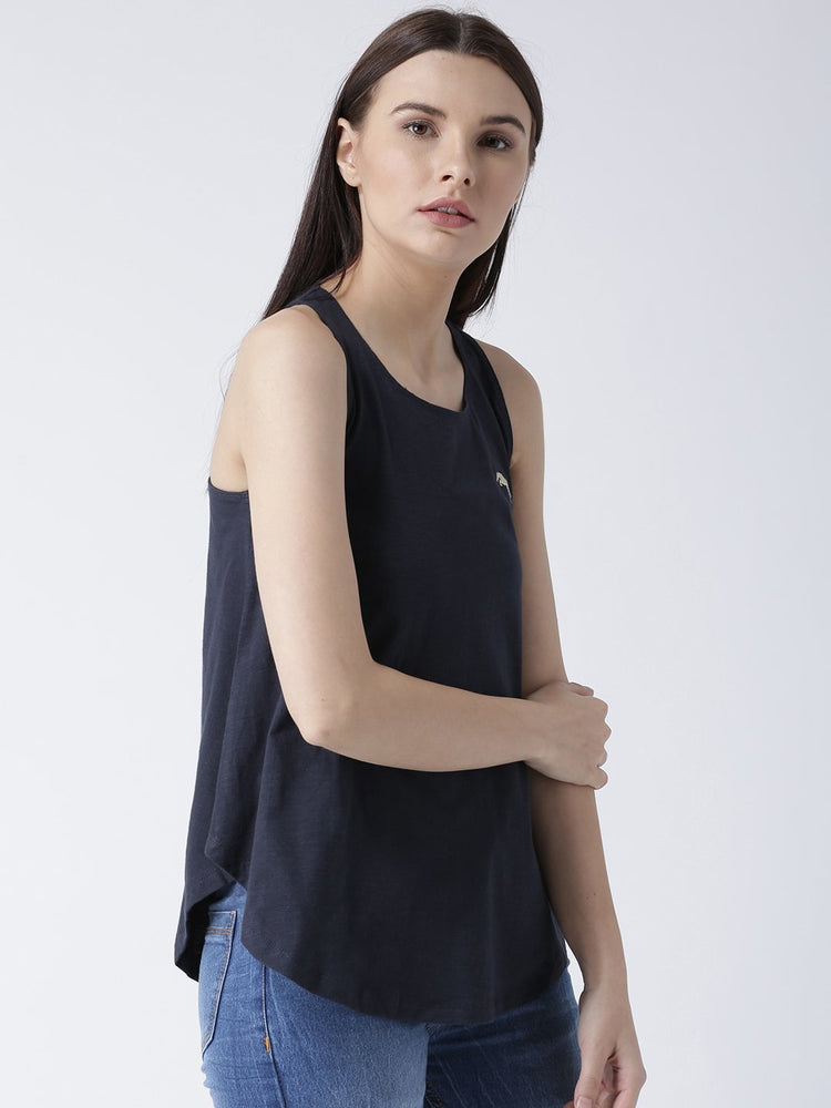 Women Navy Blue Solid Top - JUMP USA