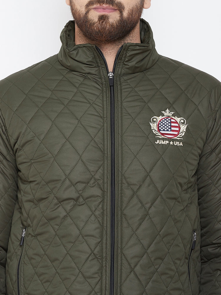 JUMP USA Men Green Design Casual Quilted Jacket - JUMP USA