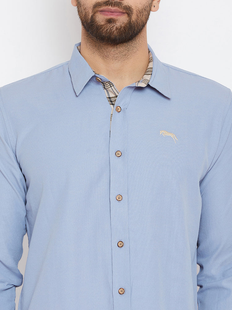 JUMP USA Men Blue Regular Fit Solid Casual Shirt - JUMP USA