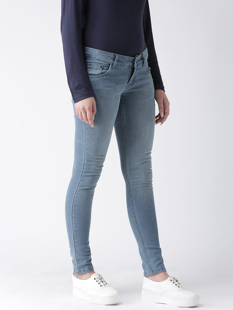 Women Blue Skinny Fit Mid-Rise Clean Look Jeans - JUMP USA
