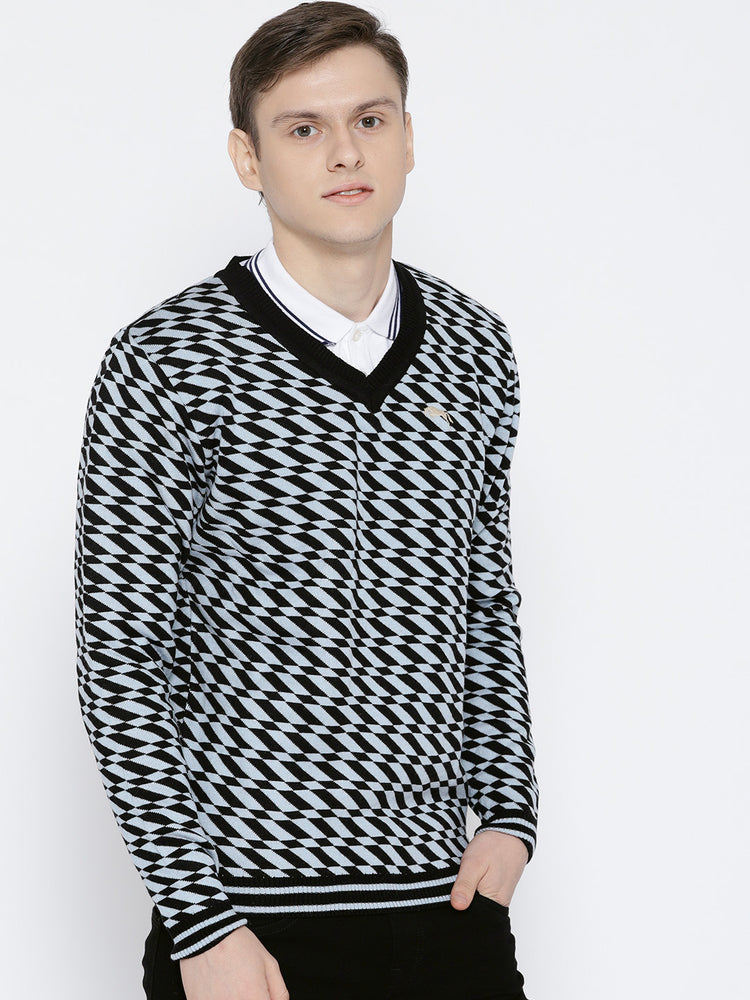 Men Blue Colourblocked Pullover - JUMP USA