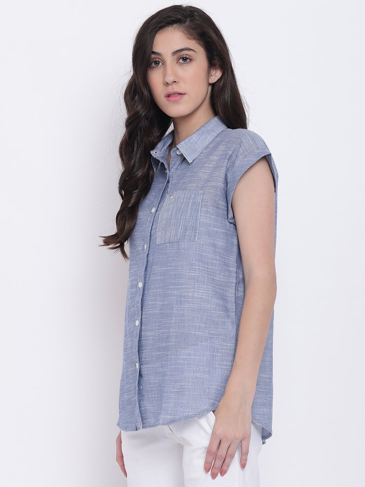 Women Blue Casual Tops - JUMP USA