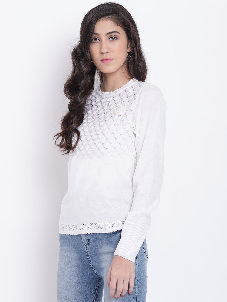Women White Casual Sweaters - JUMP USA