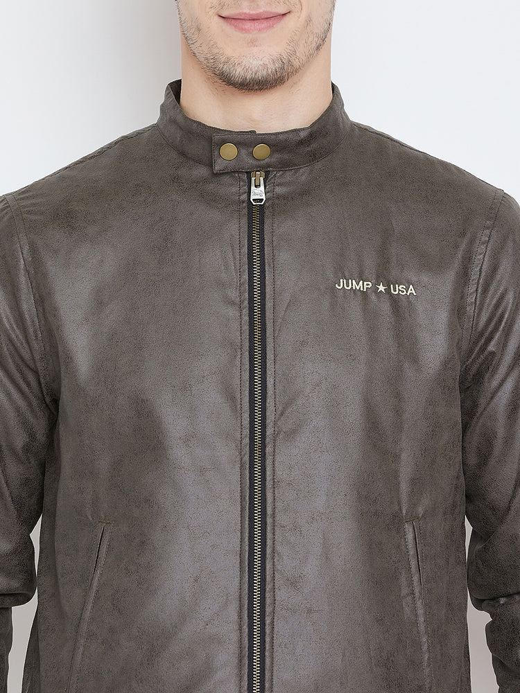 Men Casual Olive Bomber Jacket - JUMP USA
