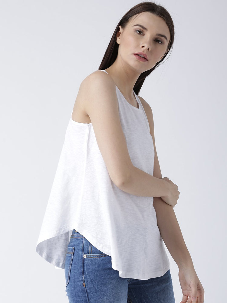 Women White Solid Top - JUMP USA
