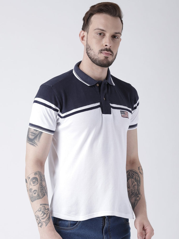 Men White Solid Polo T-shirt - JUMP USA