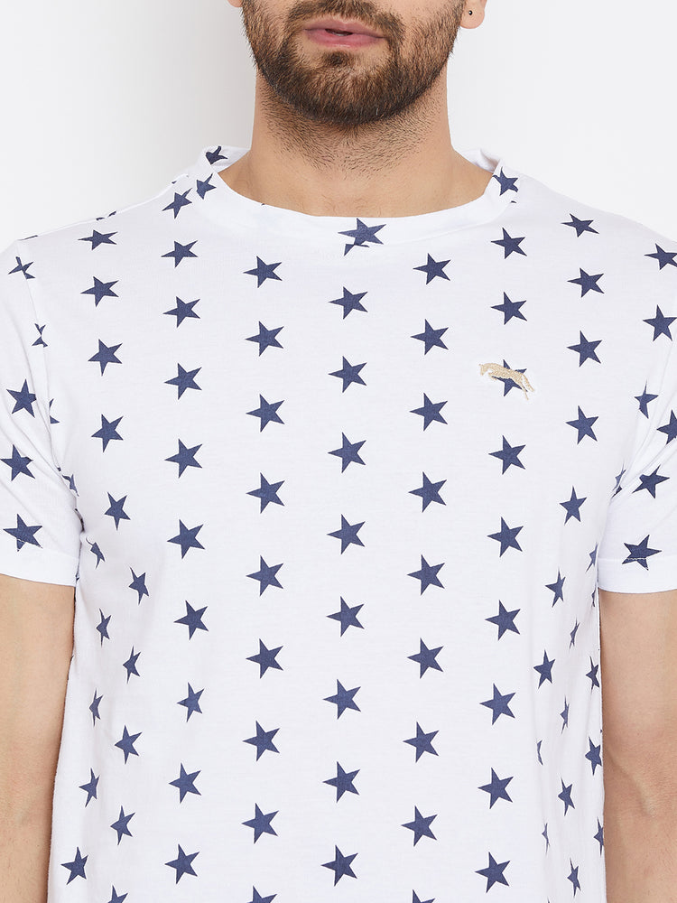 JUMP USA Men White Printed Round Neck T-Shirt - JUMP USA
