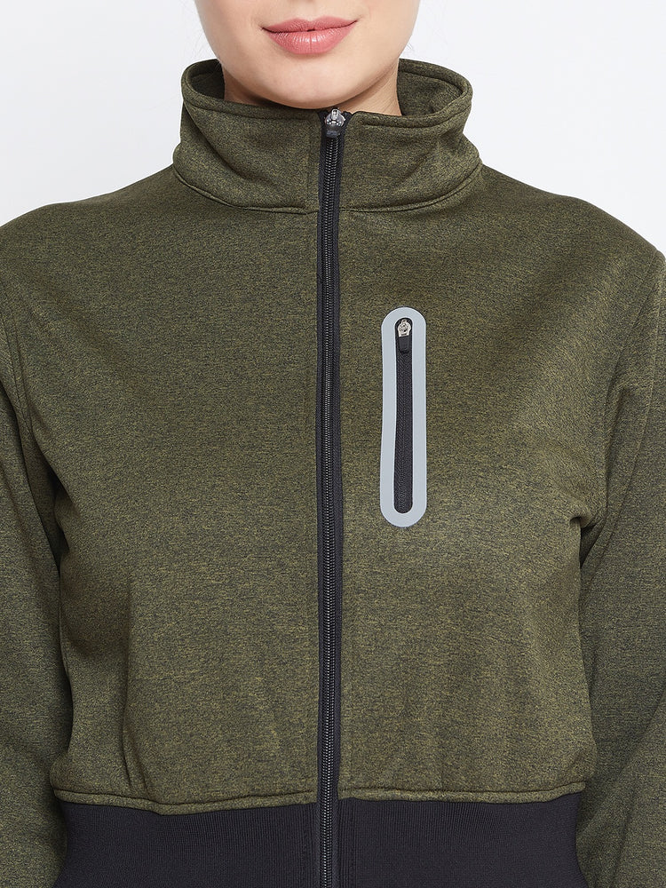 JUMP USA Women Olive Solid Sporty Jacket - JUMP USA