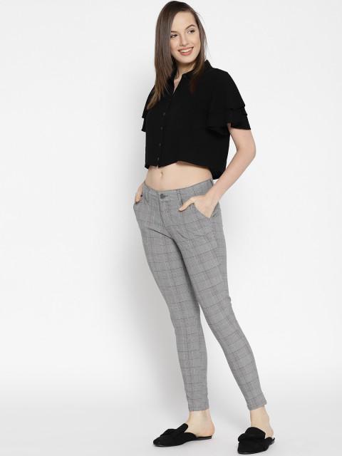 Women checked Cropped Trousers - JUMP USA