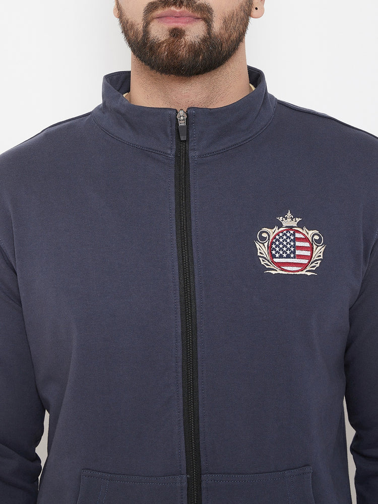 JUMP USA Men Navy Blue Solid Bomber Jacket - JUMP USA