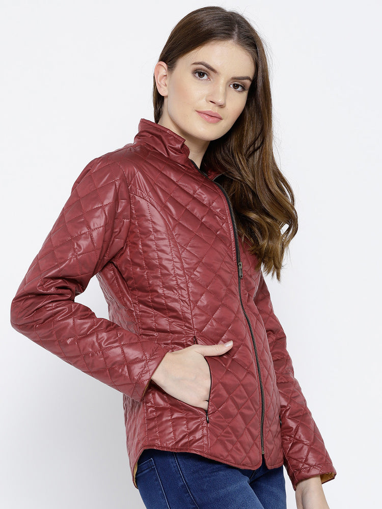 Women Red Quilted Jacket - JUMP USA