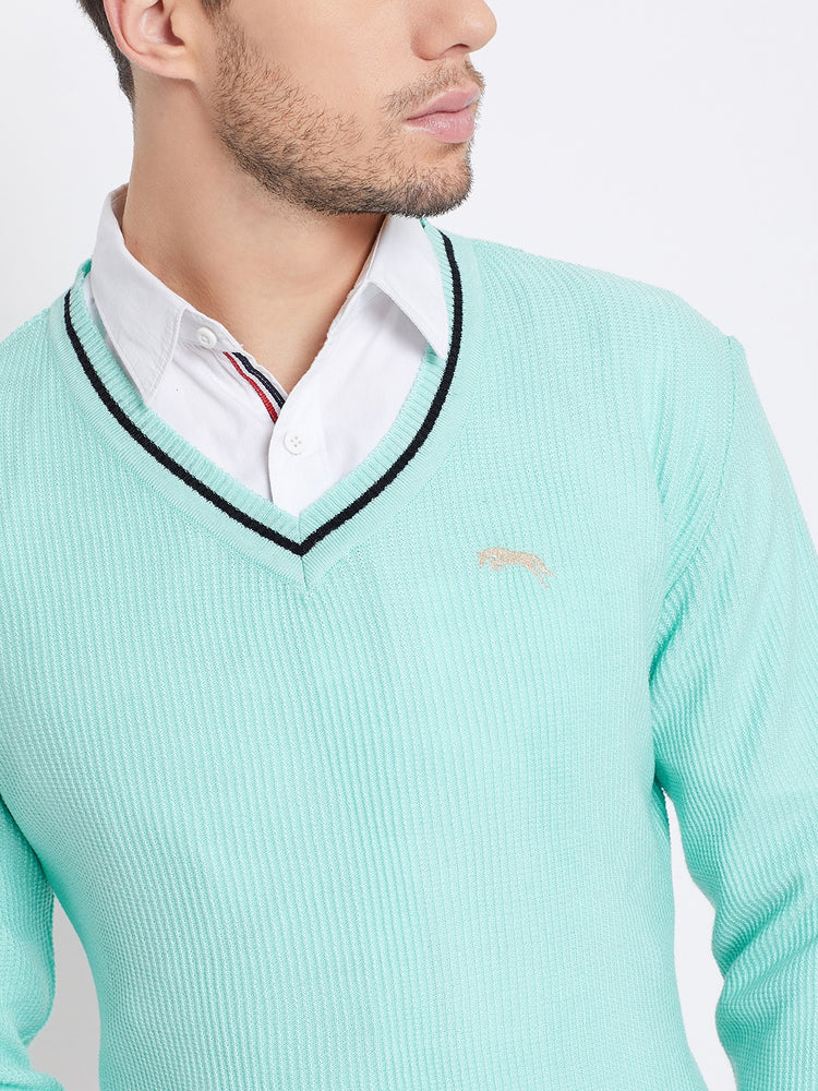 JUMP USA Men Blue Self Design Pullover - JUMP USA