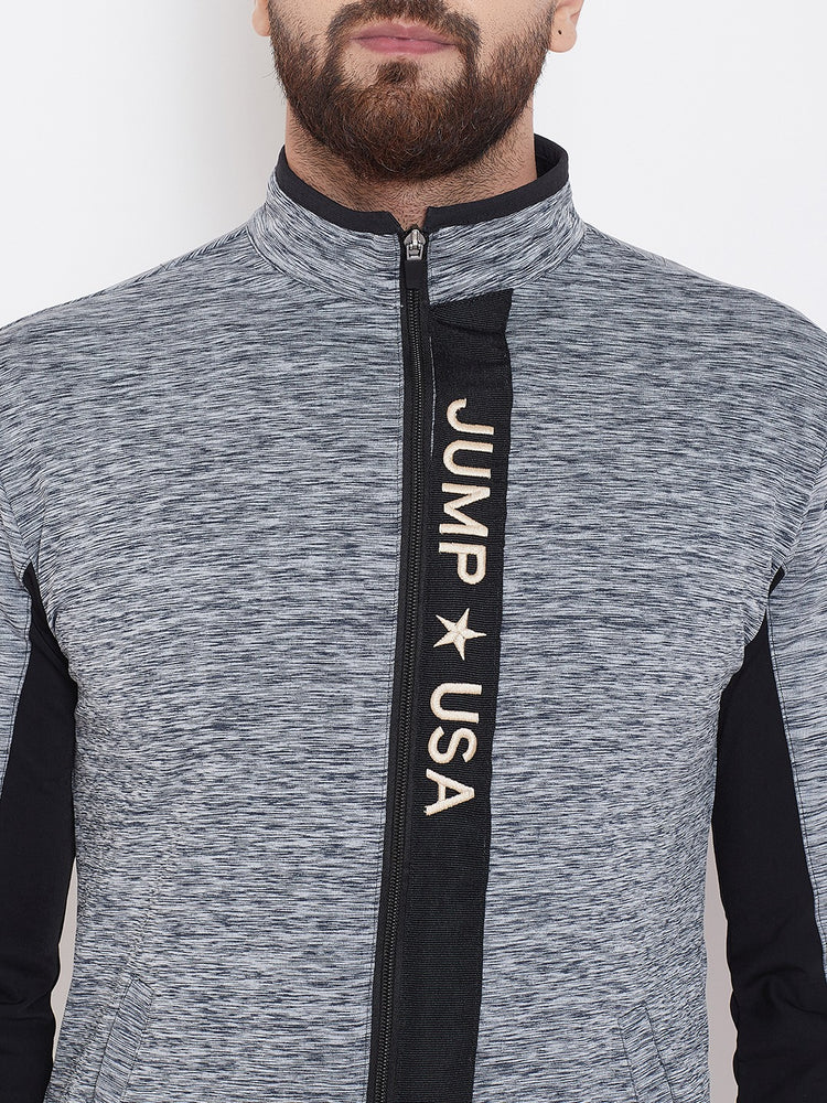 JUMP USA Men Navy Blue Solid Active Wear Jacket - JUMP USA